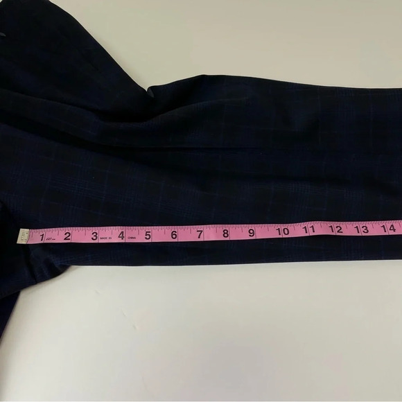 Carlisle New York Pants Womens 12 Black Navy Blue Plaid Wool Blend Side Zip - Picture 11 of 12